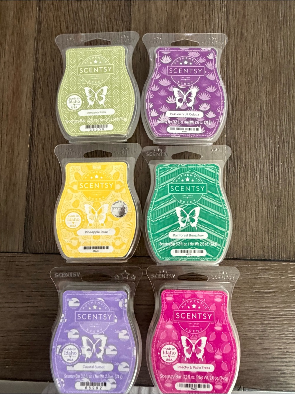 Scentsy Wax Bar Bundle of 6 Tropical Fruity Summer Scents Pineapple Rose